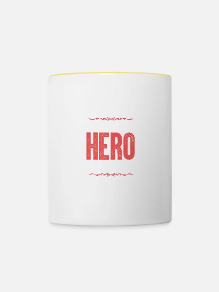 Beste Schwester Heldin Spruch - Tasse zweifarbig - Weiß/Gelb
