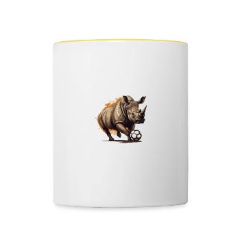 Équipe sportive de football Rhino - Mug contrasté - blanc/jaune - Devant