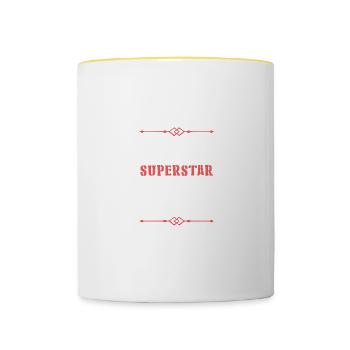 Beste Mom Mama Heldin Spruch Mutter - Tasse zweifarbig - Weiß/Gelb - Vorne