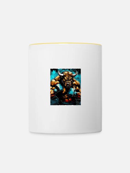 Stier Bulle Boxer Kämpfer - Tasse zweifarbig - Weiß/Gelb