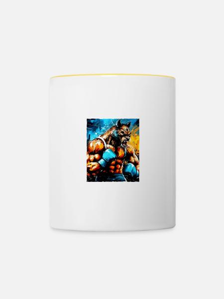 Wolf Boxer Kämpfer - Tasse zweifarbig - Weiß/Gelb