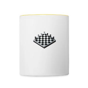 Schachbrett Schach - Tasse zweifarbig - Weiß/Gelb - Vorne