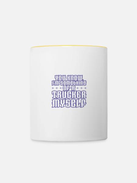 trucker lustiger spruch - Tasse zweifarbig - Weiß/Gelb