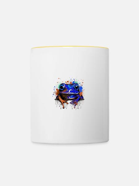Frosch Bunt - Tasse zweifarbig - Weiß/Gelb
