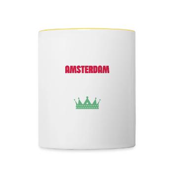 Vacances à Amsterdam 2024 - Mug contrasté - blanc/jaune - Devant