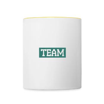 Équipe de hockey - Mug contrasté - blanc/jaune - Devant