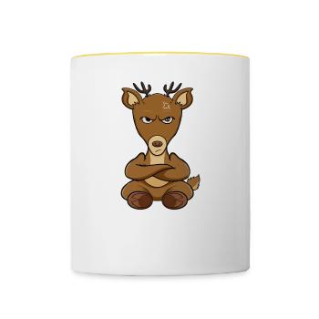 Nope Funny Lazy Deer - Contrasting Mug - white/yellow - Front