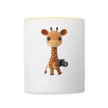 Photographier Safari Girafe - Mug contrasté - blanc/jaune - Devant