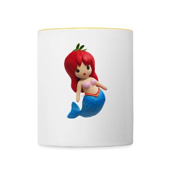 Sirène aux fraises - Mug contrasté - blanc/jaune - Devant