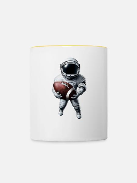 Touchdown im Weltall - Tasse zweifarbig - Weiß/Gelb
