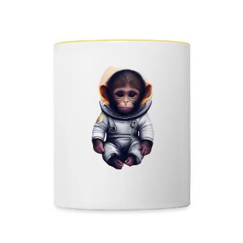 Monkey Astronaut - Contrasting Mug - white/yellow - Front