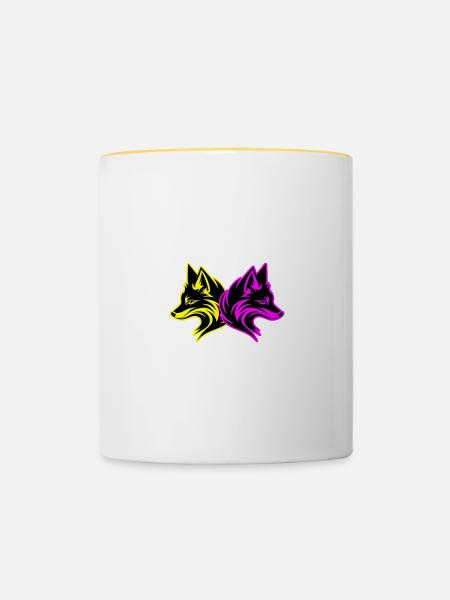 Fuchs Tier - Tasse zweifarbig - Weiß/Gelb