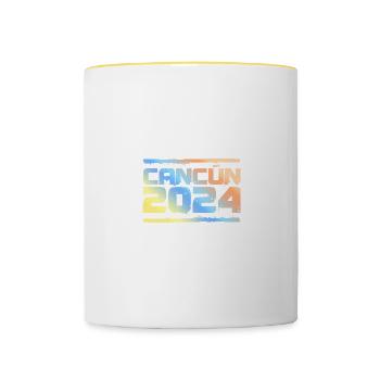 Cancun 2024 Bunt - Tasse zweifarbig - Weiß/Gelb - Vorne