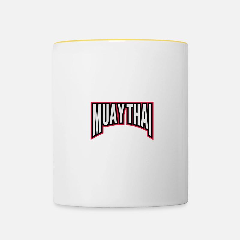 muay thai - Mug contrasté - blanc/jaune