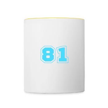 81 Zahl nummer - Tasse zweifarbig - Weiß/Gelb - Vorne