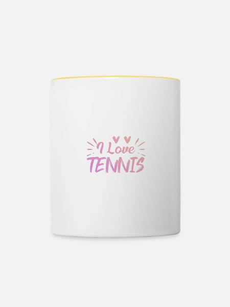 Ich liebe Tennis - Tasse zweifarbig - Weiß/Gelb