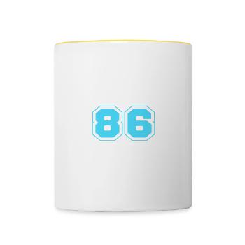 86 Numéro de numéro - Mug contrasté - blanc/jaune - Devant