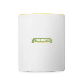 falknerei therapie spruch - Tasse zweifarbig - Weiß/Gelb - Vorne