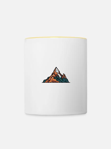 Mountains Symbol - Tasse zweifarbig - Weiß/Gelb