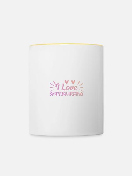 Ich Liebe Skateboard - Tasse zweifarbig - Weiß/Gelb