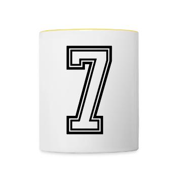 7 Number symbol - Contrasting Mug - white/yellow - Front