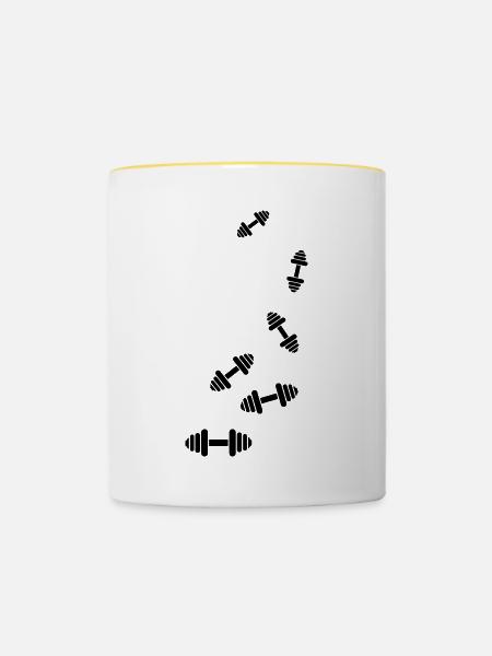 Hantel gewichte icon - Tasse zweifarbig - Weiß/Gelb