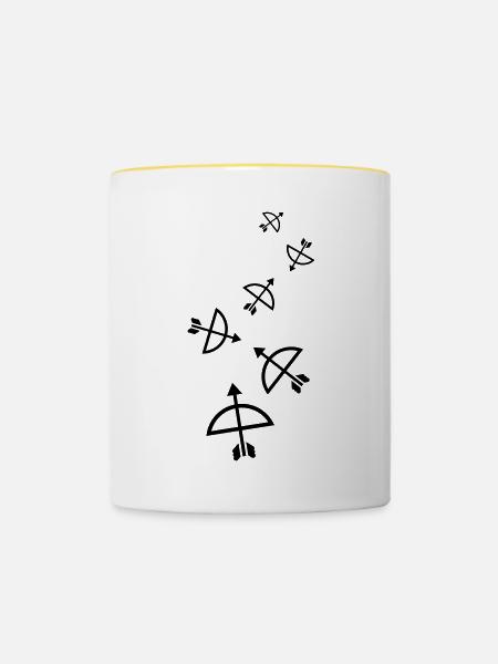 Pfeil und Bogen - Tasse zweifarbig - Weiß/Gelb