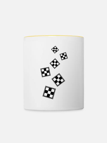 Schachbrett symbol - Tasse zweifarbig - Weiß/Gelb