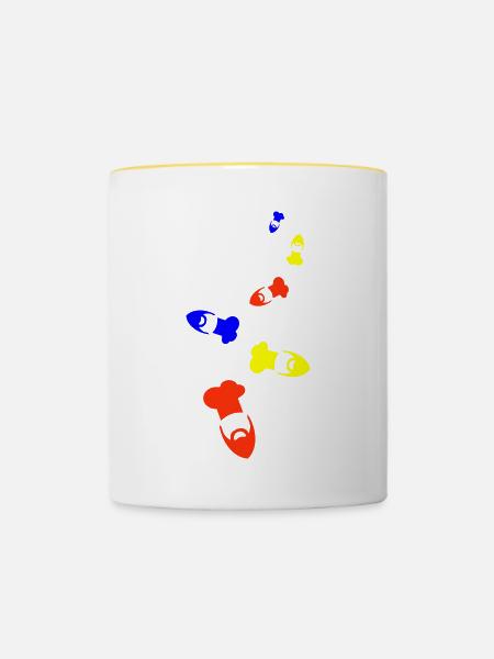 Kochmütze Chef - Tasse zweifarbig - Weiß/Gelb