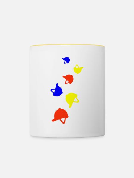 Reiterhut icon - Tasse zweifarbig - Weiß/Gelb
