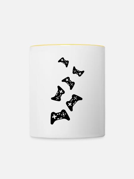 Gamepad Symbol Controller - Tasse zweifarbig - Weiß/Gelb