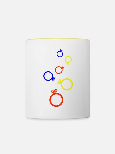 Eheringe Bunt - Tasse zweifarbig - Weiß/Gelb