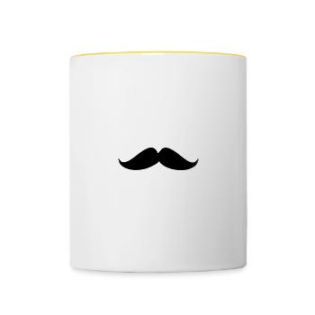 Moustache. Fête des pères. Bonne fête papa. - Mug contrasté - blanc/jaune - Devant