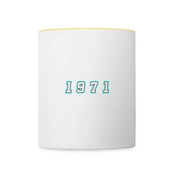 1971 Jahr Zahl - Tasse zweifarbig - Weiß/Gelb - Vorne