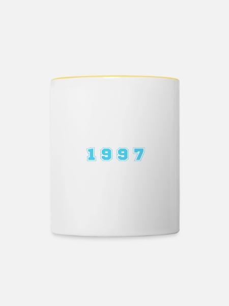 1997 Jahr Zahl - Tasse zweifarbig - Weiß/Gelb