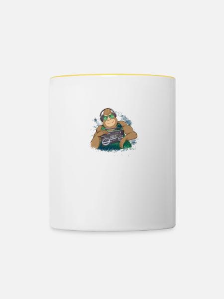 Gorilla Jungle Hiphop - Tasse zweifarbig - Weiß/Gelb