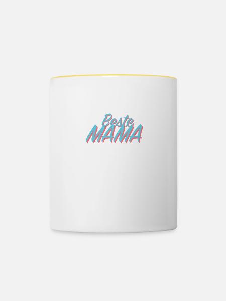 Beste Mama - Tasse zweifarbig - Weiß/Gelb