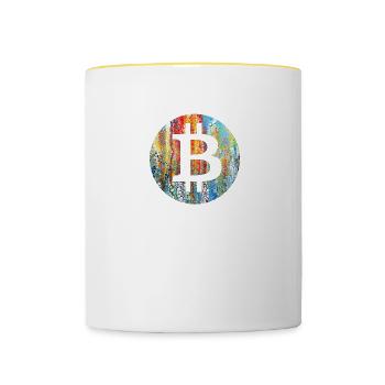 Art Bitcoin - Mug contrasté - blanc/jaune - Devant