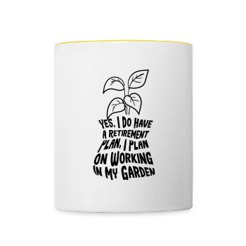 Hobby Gardener Ruhestand Ironisches Zitat - Tasse zweifarbig - Weiß/Gelb - Vorne