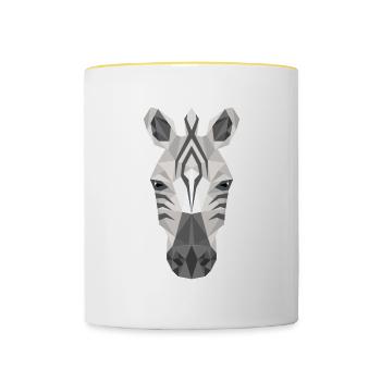 Art zèbre, mignon, artistique, animal sauvage, - Mug contrasté - blanc/jaune - Devant