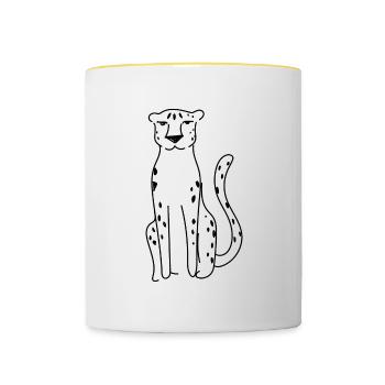 Dessin mignon de guépard, Wildcat Safari - Mug contrasté - blanc/jaune - Devant