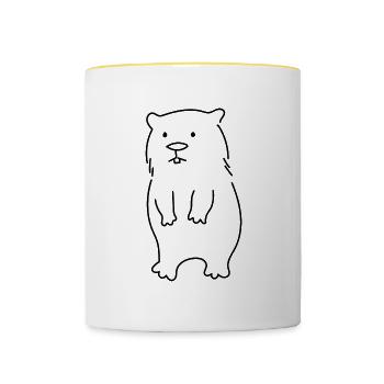 Wombat, niedliches Nagetier, Waldtier, Zeichnung - Tasse zweifarbig - Weiß/Gelb - Vorne