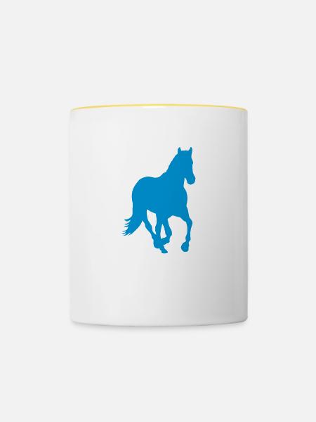 Pferd Pony Wildpferd - Tasse zweifarbig - Weiß/Gelb