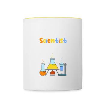 Anniversaire scientifique Ten Science - Mug contrasté - blanc/jaune - Devant