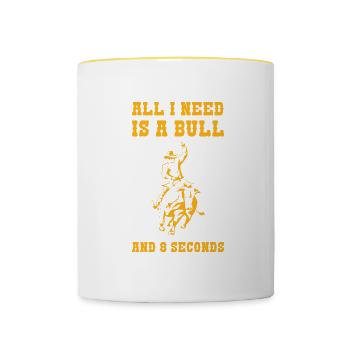 Rodeo Cowboy Stierreiter Reiten Geschenk - Tasse zweifarbig - Weiß/Gelb - Vorne