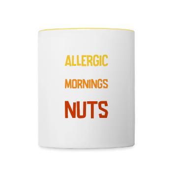 Cadeau de sensibilisation aux allergies et aux noix - Mug contrasté - blanc/jaune - Devant