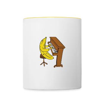 Banane I Piano I Musique I Beethoven - Mug contrasté - blanc/jaune - Devant