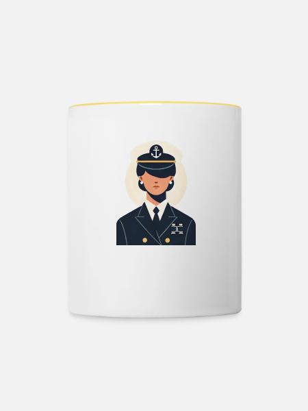 Schiffsführerin ohne Augen - Tasse zweifarbig - Weiß/Gelb
