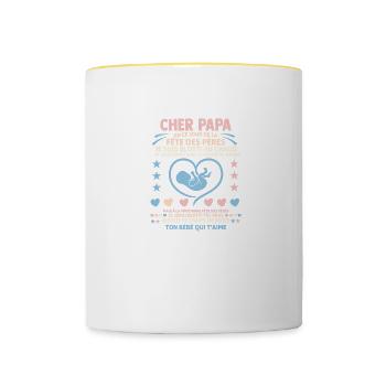 Cher Papa Joyeuse Premiere Fete Des Peres Papa - Mug contrasté - blanc/jaune - Devant