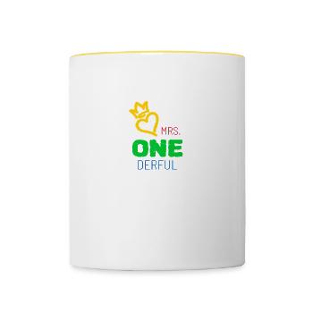 Erster Geburtstag Mädchen - Tasse zweifarbig - Weiß/Gelb - Vorne